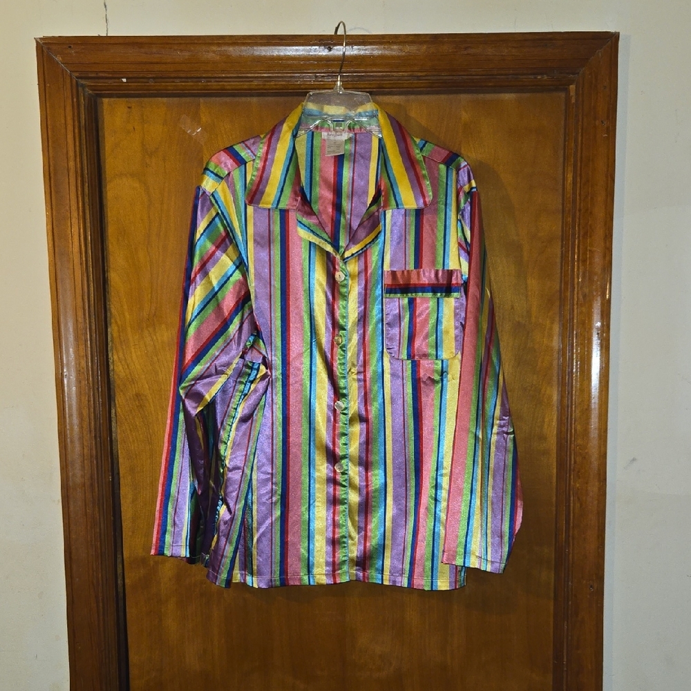 Striped Multicolor Satin Pajama Top
